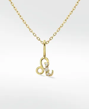 Leo Pendant 14K Gold Necklace w. Lab-Grown Diamond