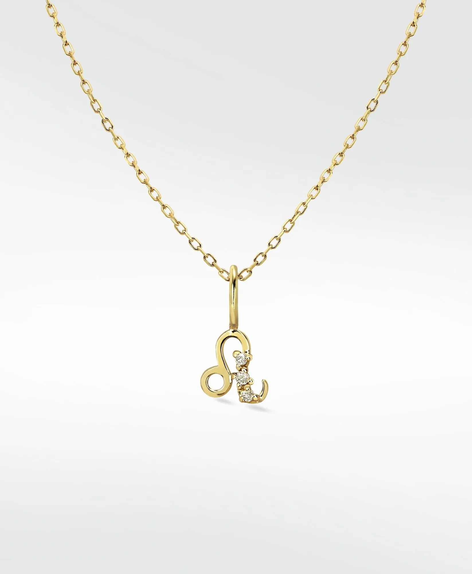Leo Pendant 14K Gold Necklace w. Lab-Grown Diamond
