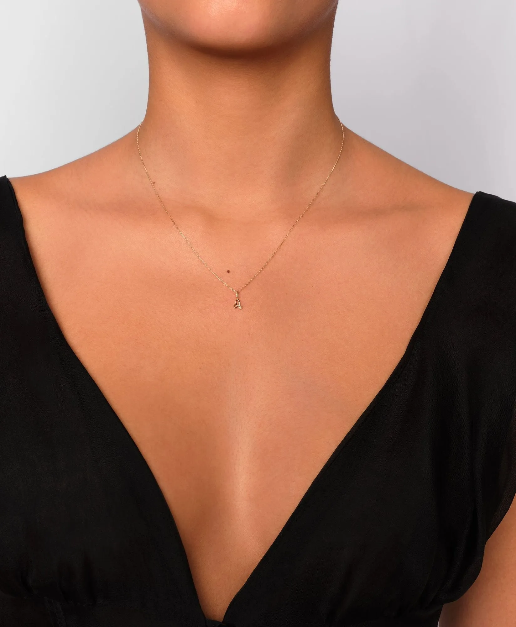 Leo Pendant 14K Gold Necklace w. Lab-Grown Diamond