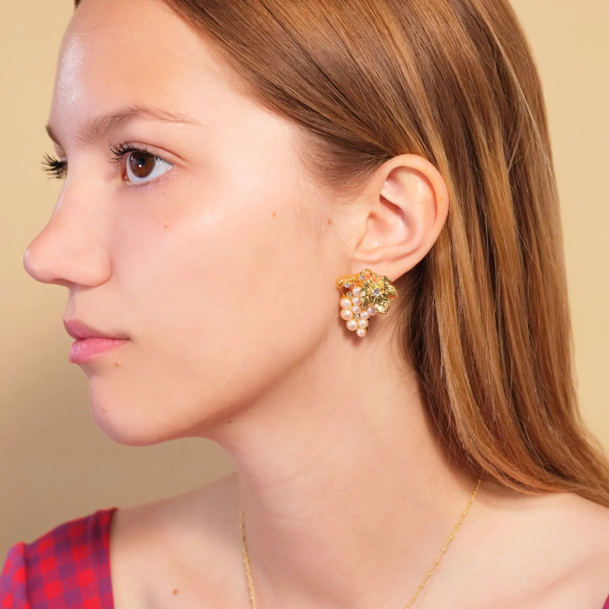 Les Nereides Bunch Of Grapes And Cultured Pearls Clip-On Earrings