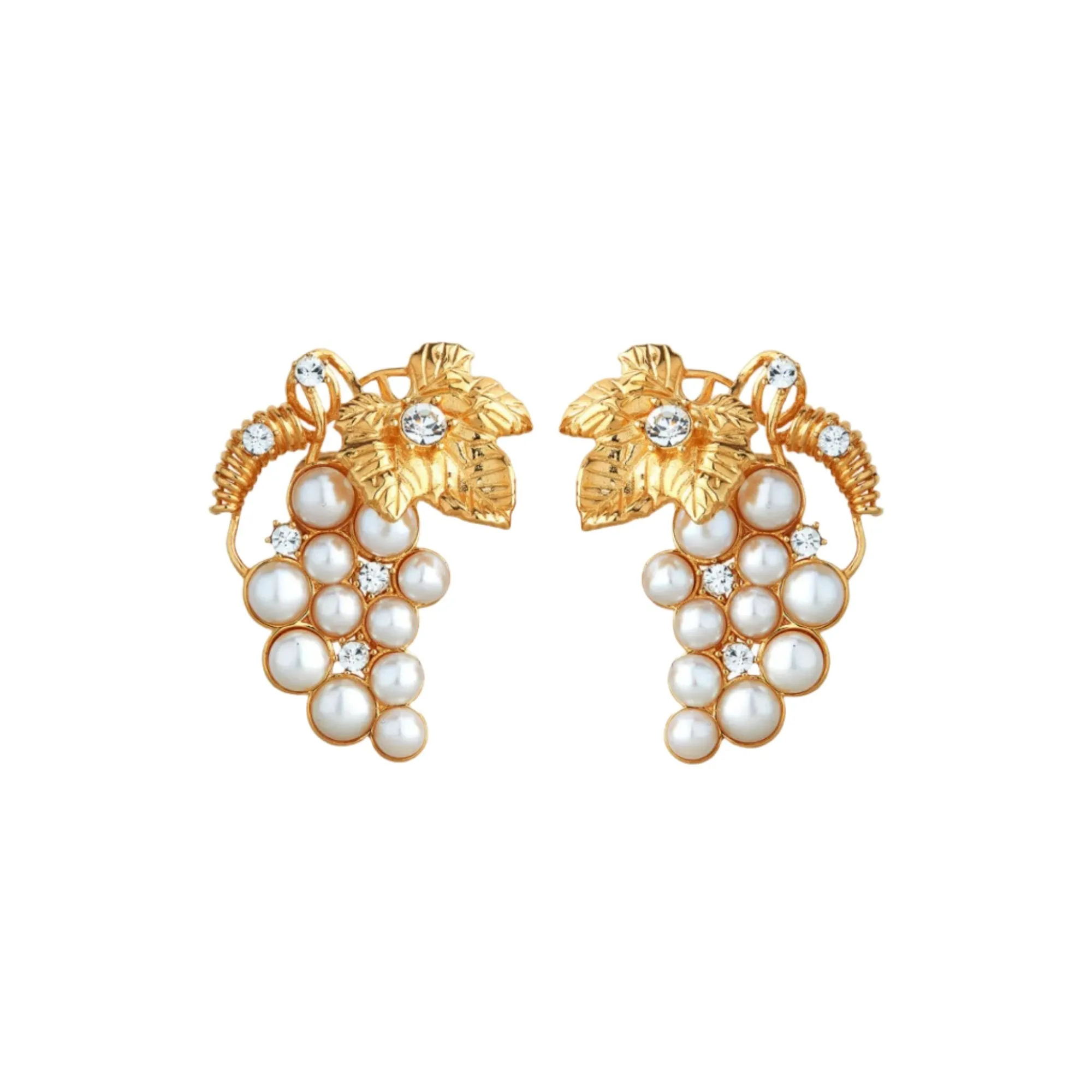 Les Nereides Bunch Of Grapes And Cultured Pearls Clip-On Earrings