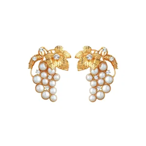 Les Nereides Bunch Of Grapes And Cultured Pearls Clip-On Earrings