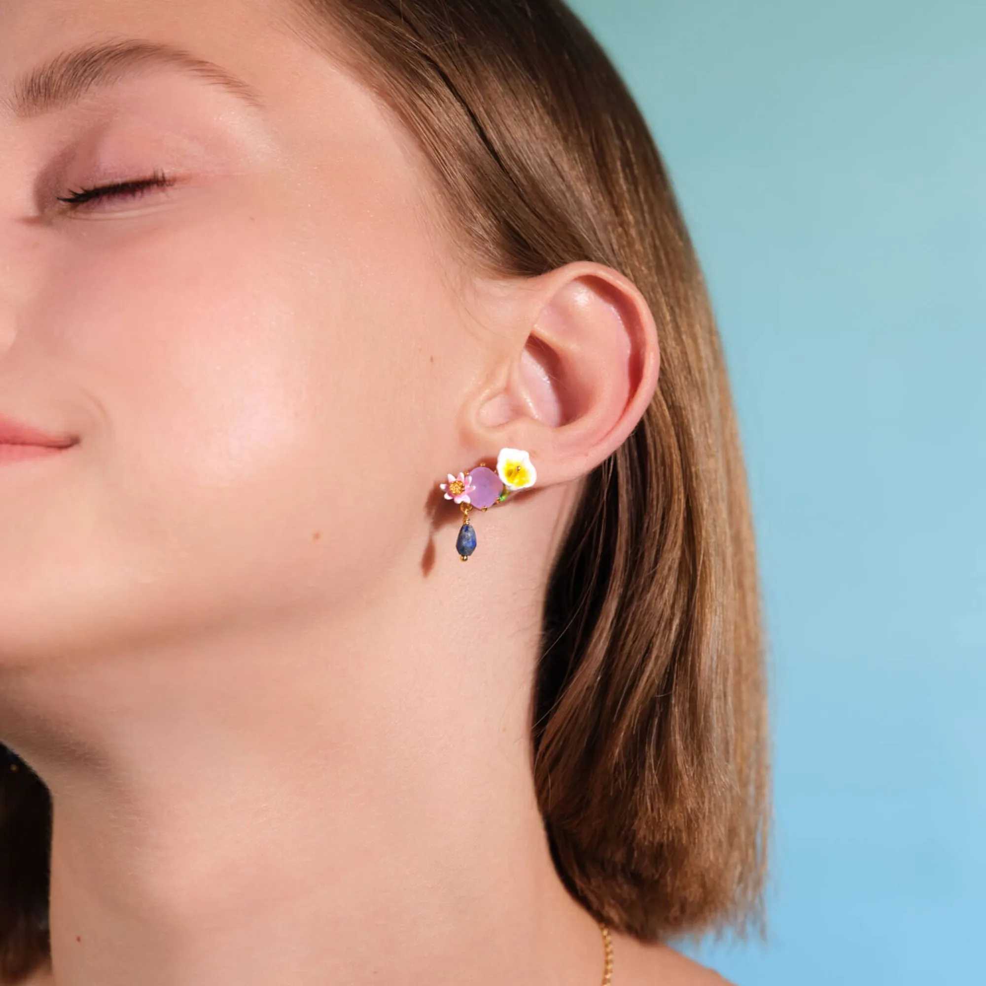 Les Nereides Calla And Lapis Lazuli Clip-On Earrings