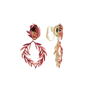 Les Nereides Foliage Stones And Small Crystal Clip-On Earrings