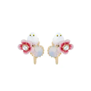 Les Nereides Long-Tailed Tit and Rose Hip Clip-On Earrings