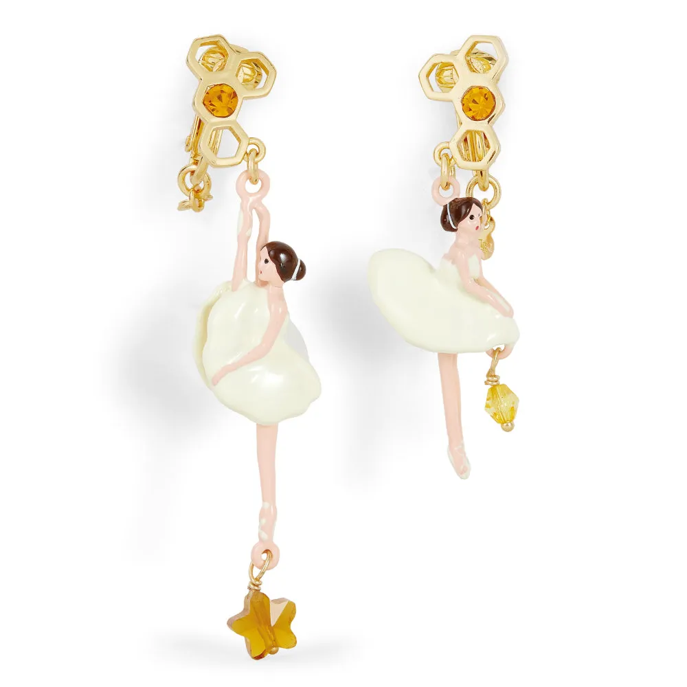 Les Nereides Sparkling Rhinestones Beehive Ballerina Clip-On Earrings