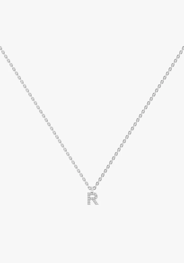 Letter 18K Whitegold Necklace w. Lab-Grown Diamonds