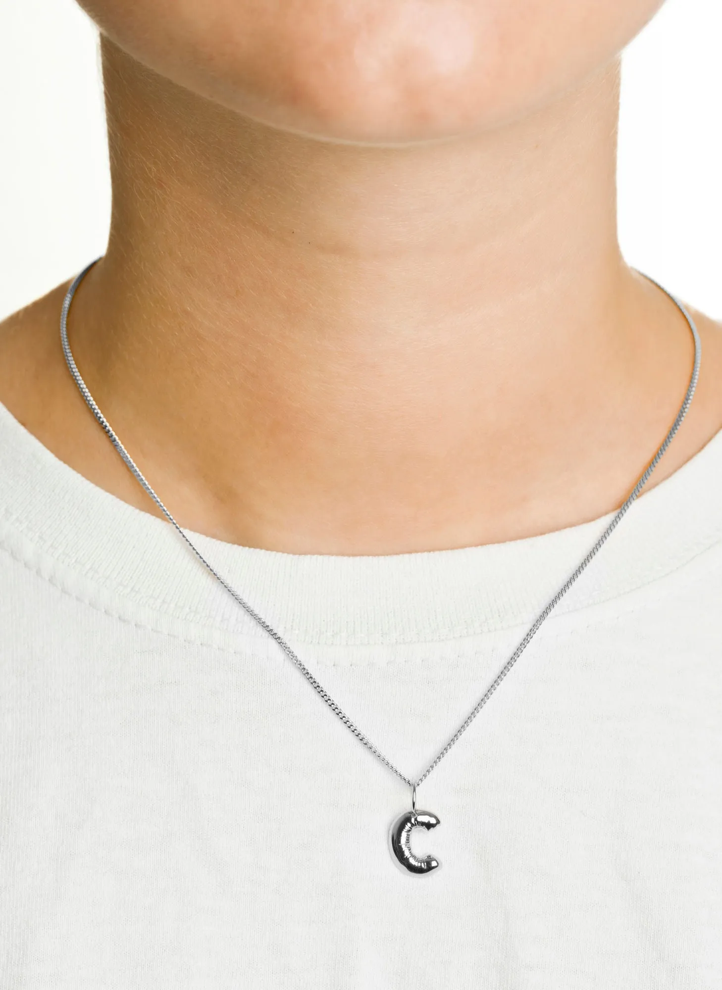 Letter C Silver Necklace