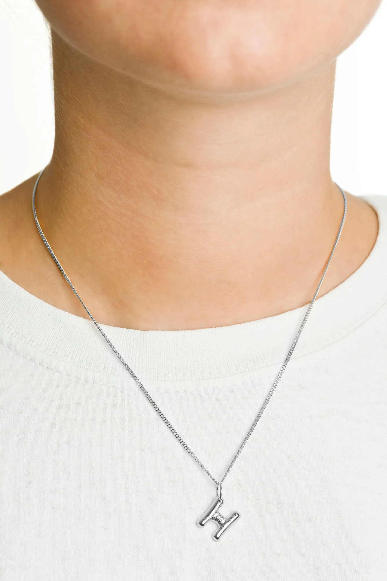 Letter H Silver Necklace