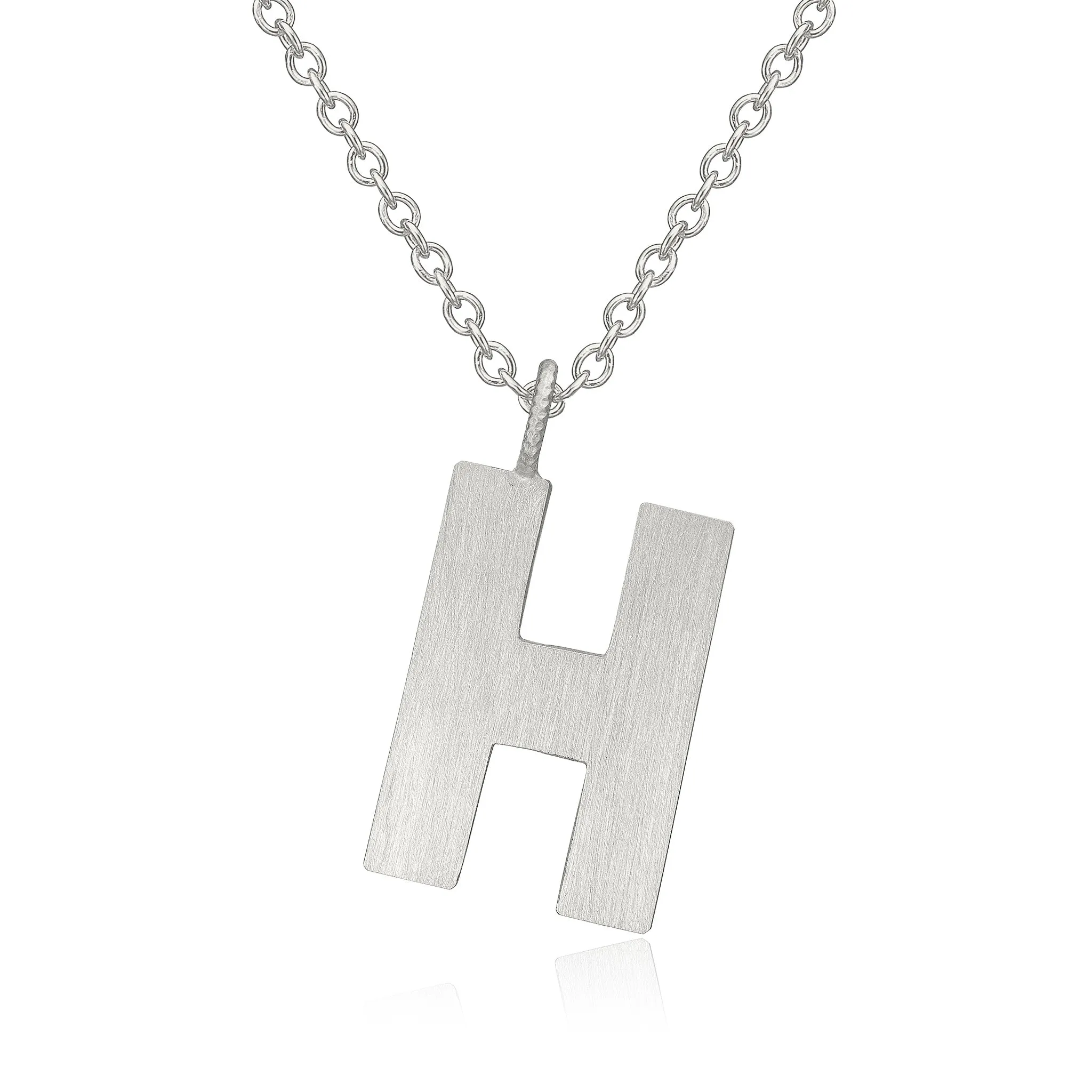 Letter H Silver Necklace
