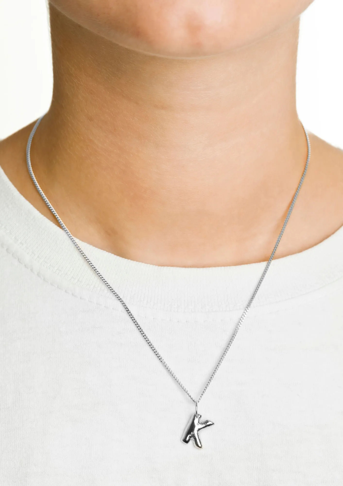 Letter K Silver Necklace