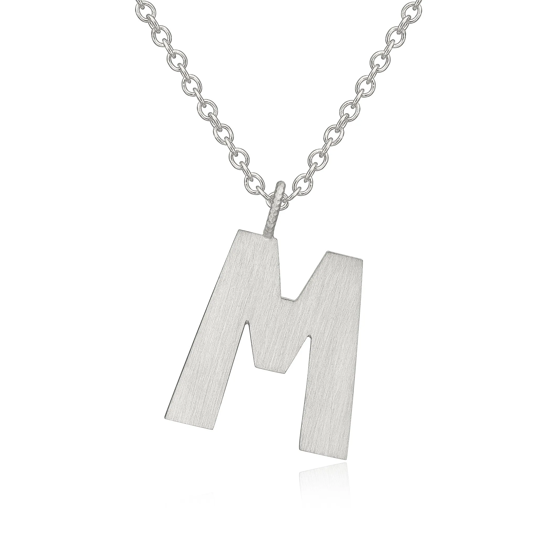 Letter M Silver Necklace