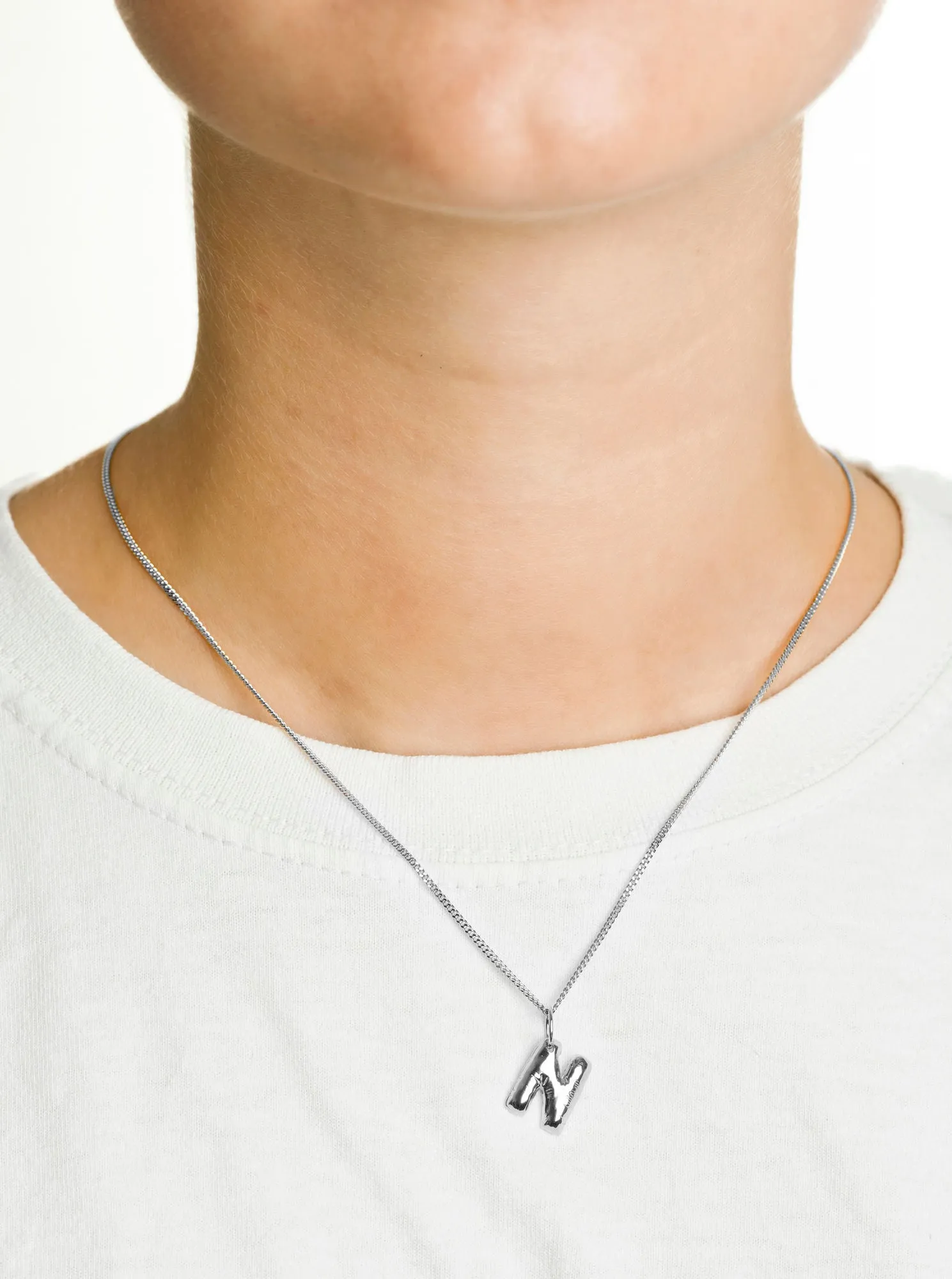 Letter N Silver Necklace