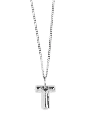 Letter T Silver Necklace