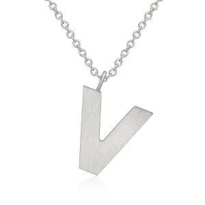 Letter V Silver Necklace
