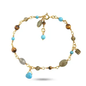 Limited Edition Bracelet Brown, Grey & Blue 18K Gold Plated Bracelet