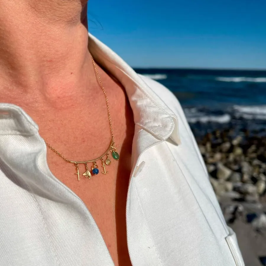 Linea Piccolo Sea Breeze Silver Necklace w. Citrin & Emerald