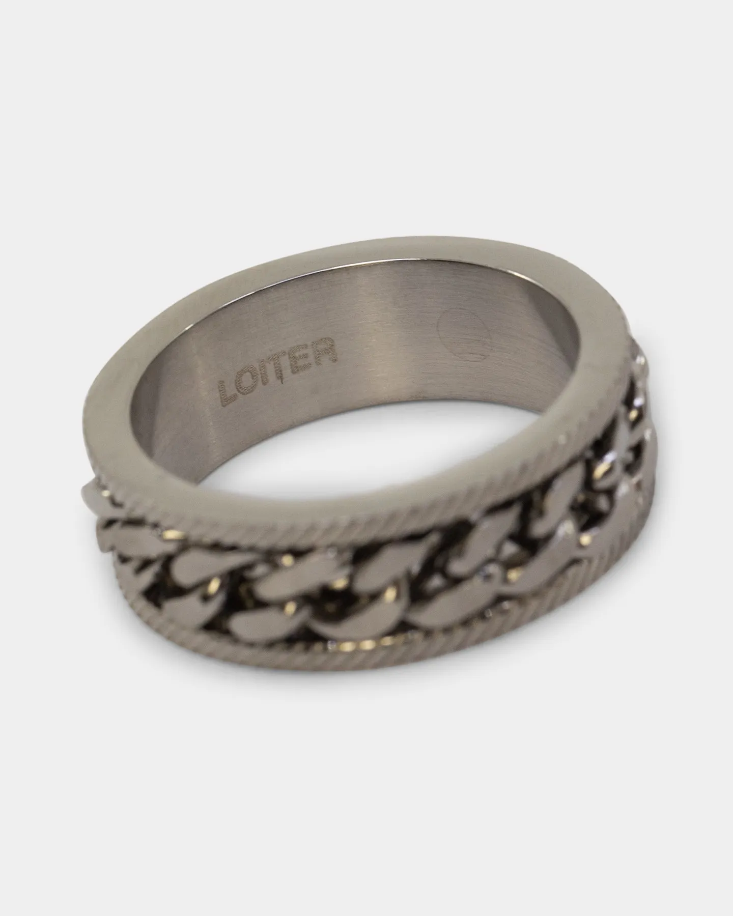 Loiter Serrated Cuban Ring Stainless Steel