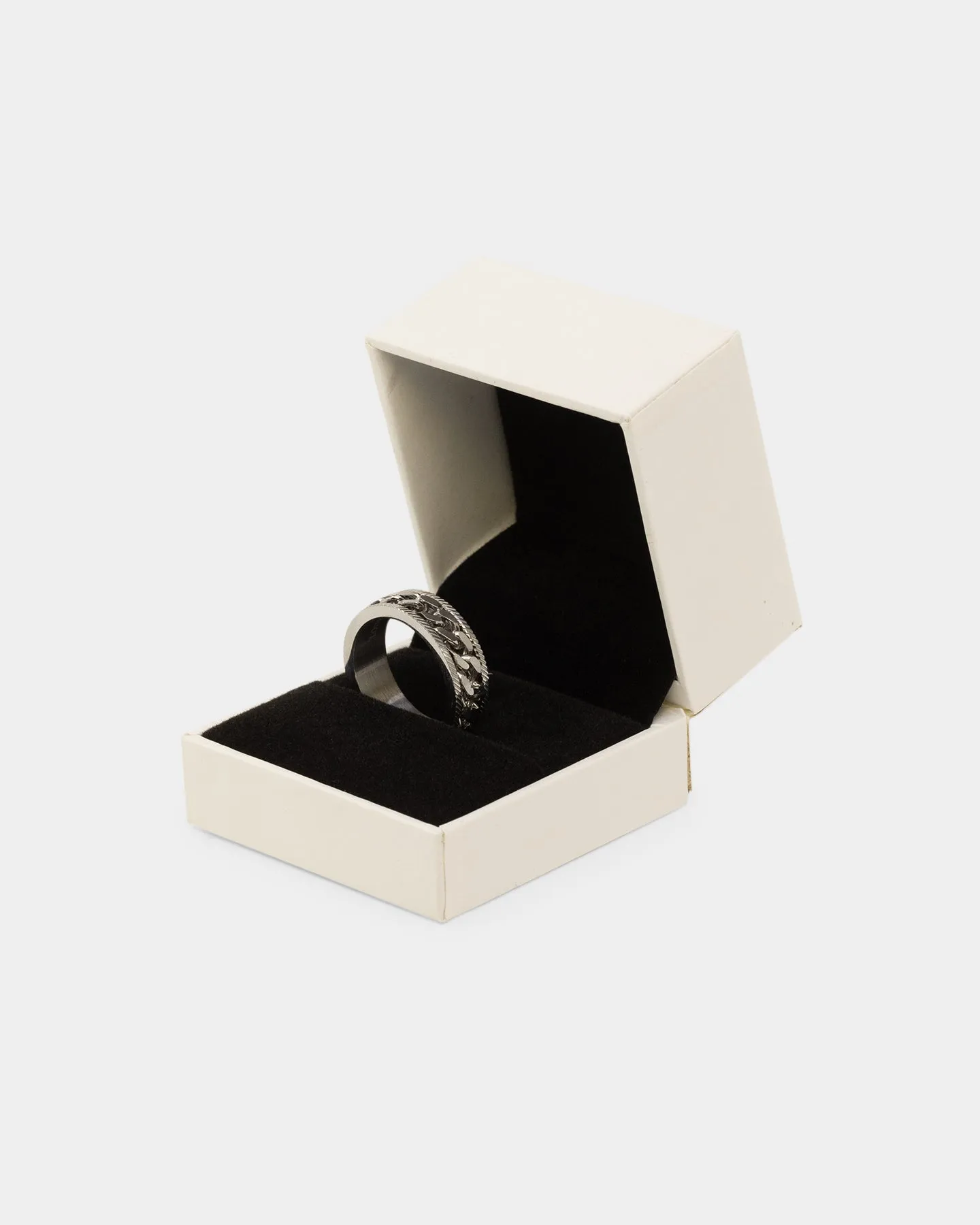Loiter Serrated Cuban Ring Stainless Steel