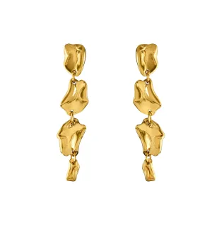Long Wave Drop Gold Plated Earrings