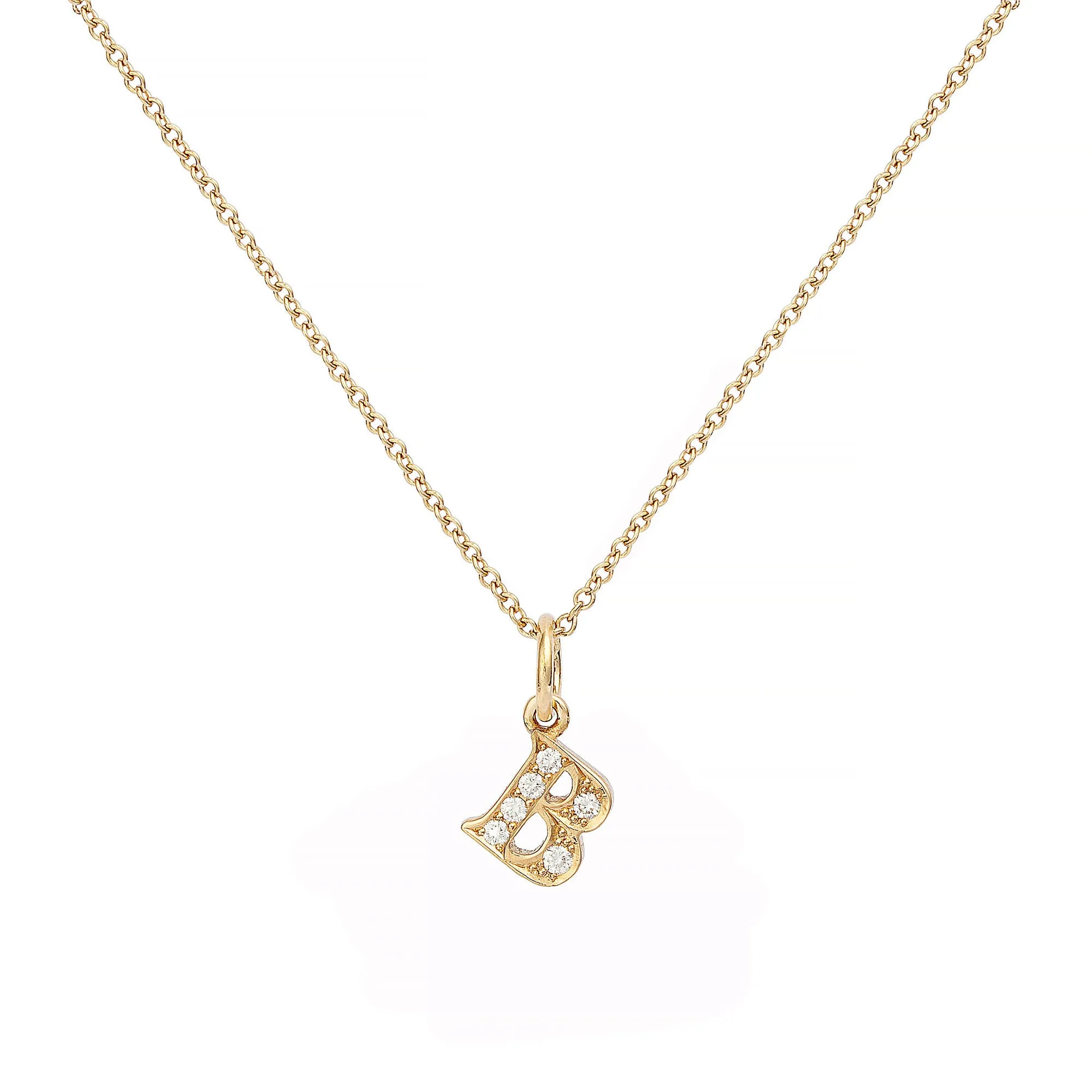 Love Letter B 18K Gold Necklace w. Diamonds