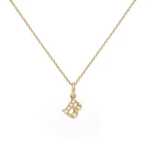 Love Letter B 18K Gold Necklace w. Diamonds