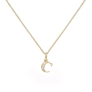 Love Letter C 18K Gold Necklace w. Diamonds