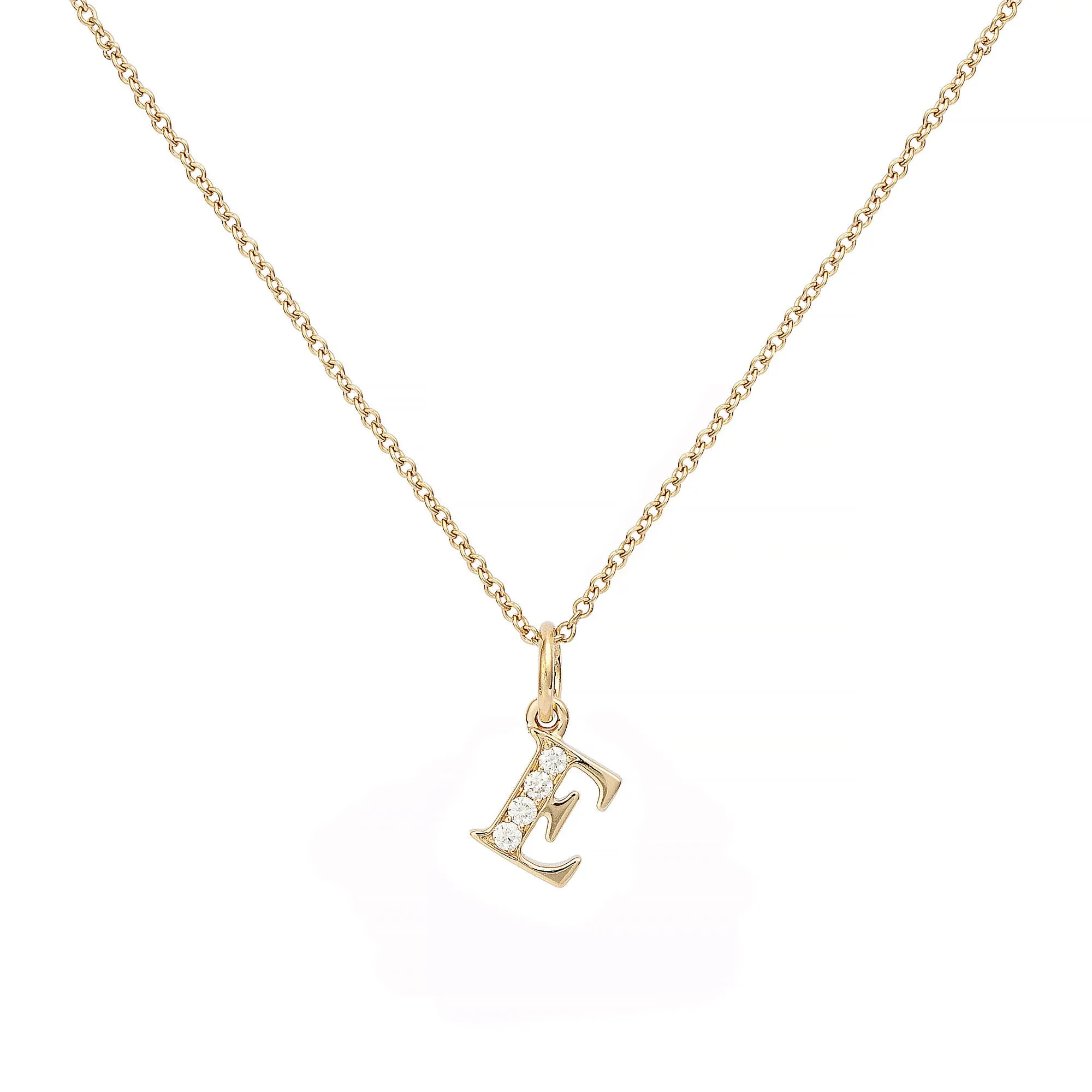 Love Letter E 18K Gold Necklace w. Diamonds