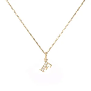 Love Letter F 18K Gold Necklace w. Diamonds