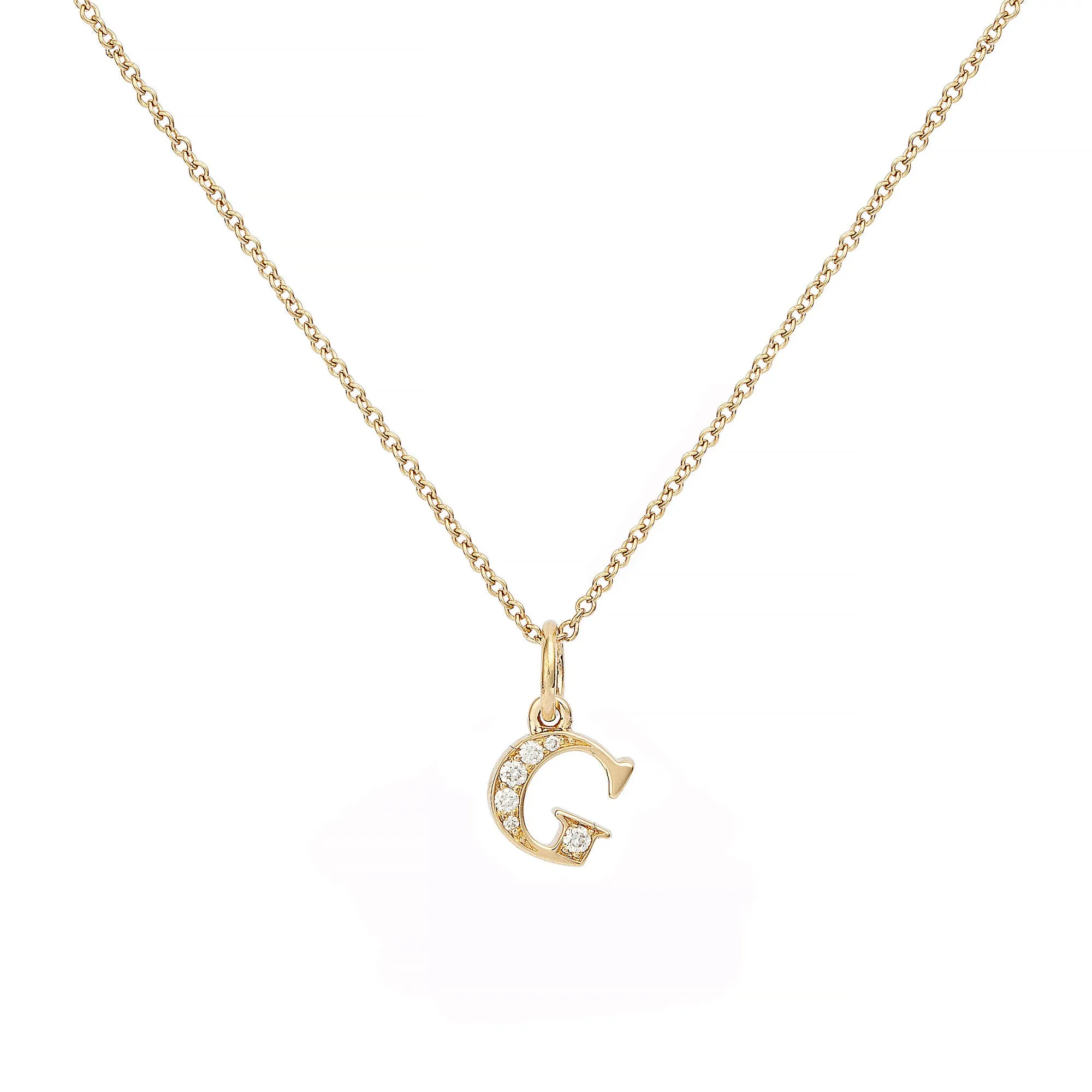 Love Letter G 18K Gold Necklace w. Diamonds