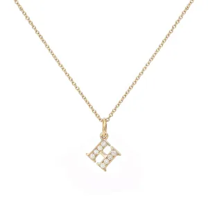 Love Letter H 18K Gold Necklace w. Diamonds
