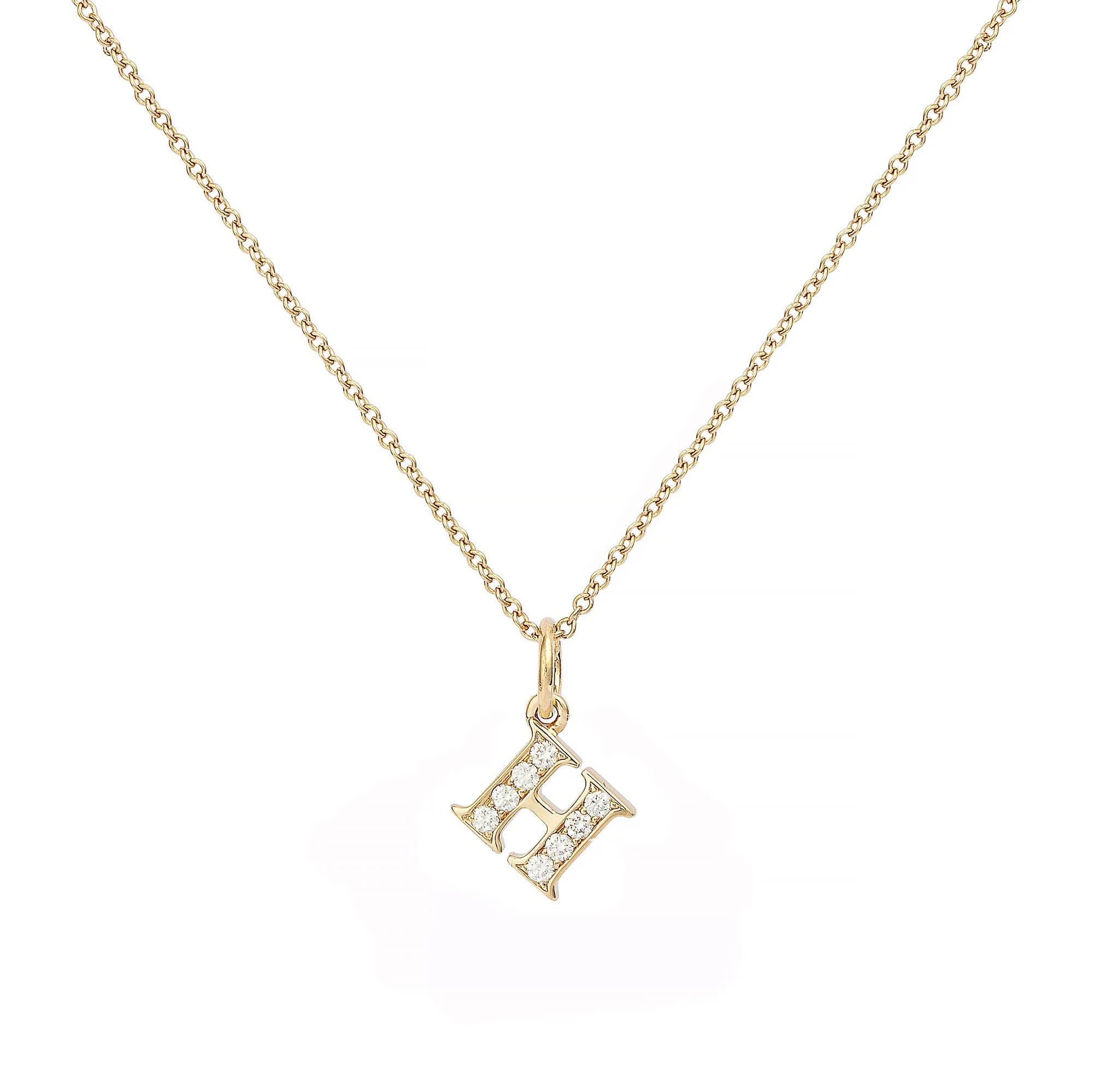 Love Letter H 18K Gold Necklace w. Diamonds