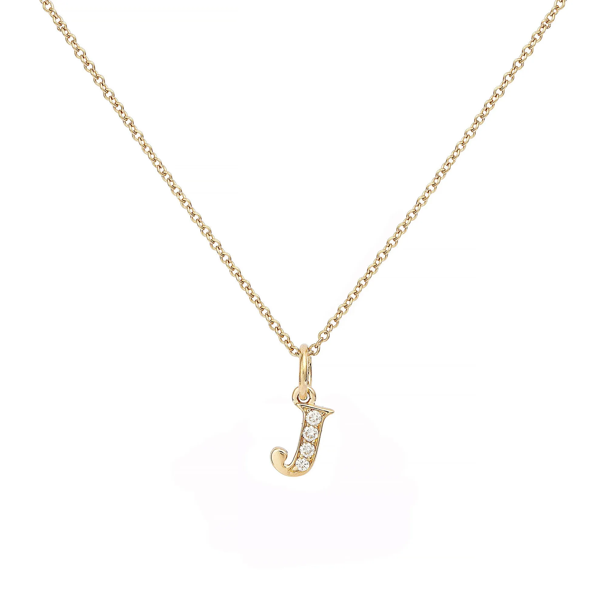Love Letter J 18K Gold Necklace w. Diamonds