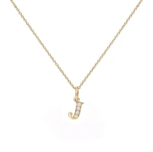 Love Letter J 18K Gold Necklace w. Diamonds