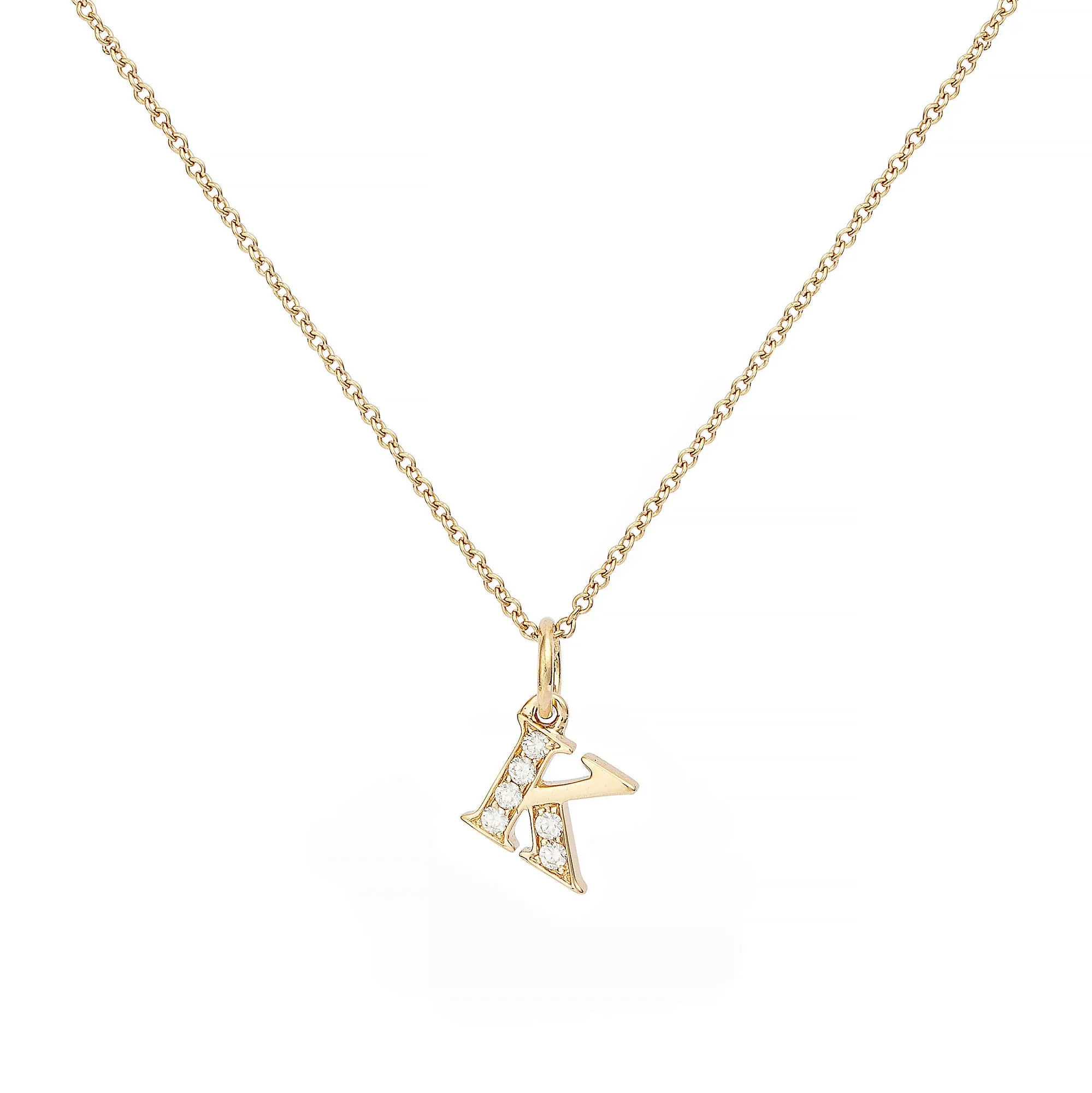 Love Letter K 18K Gold Necklace w. Diamonds