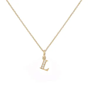 Love Letter L 18K Gold Necklace w. Diamonds