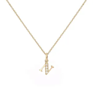 Love Letter N 18K Gold Necklace w. Diamonds