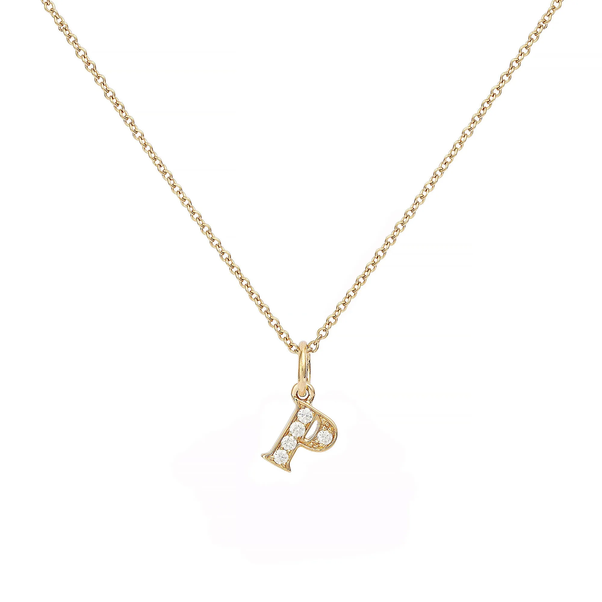 Love Letter P 18K Gold Necklace w. Diamonds