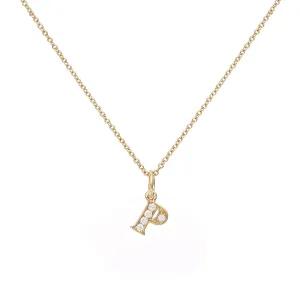 Love Letter P 18K Gold Necklace w. Diamonds