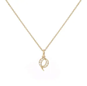 Love Letter Q 18K Gold Necklace w. Diamonds
