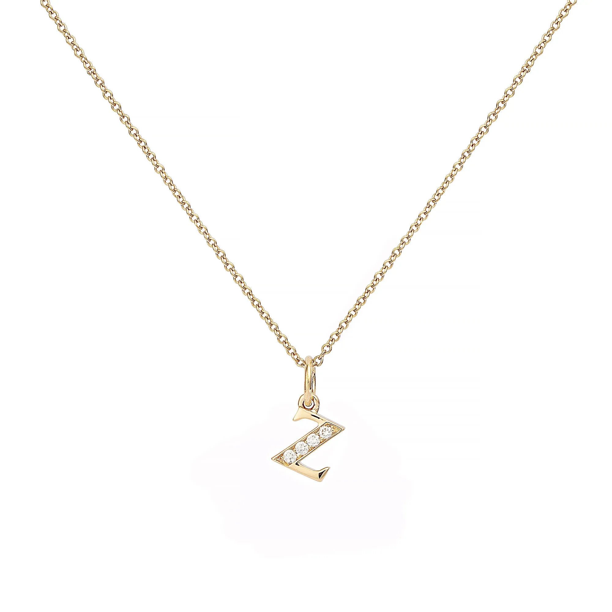 Love Letter Z 18K Gold Necklace w. Diamonds