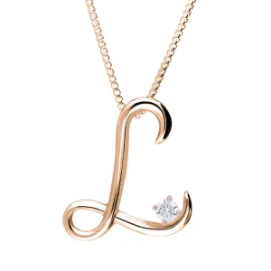 Love Letters 18ct Rose Gold 0.10ct Diamond Initial L Necklace