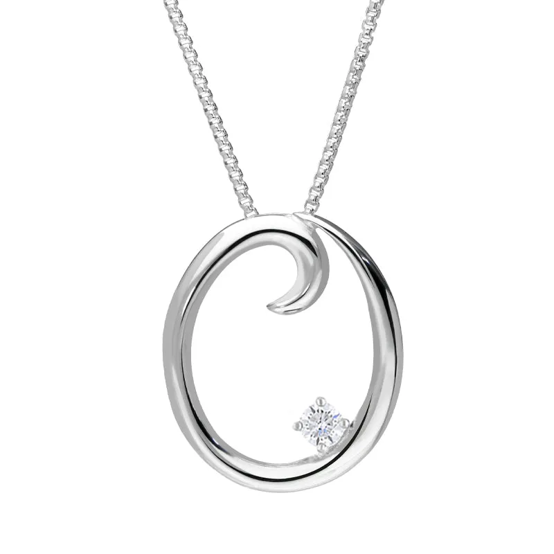 Love Letters 18ct White Gold 0.10ct Diamond Initial O Necklace