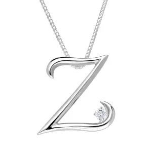 Love Letters 9ct White Gold 0.10ct Diamond Initial Z Necklace