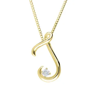 Love Letters 9ct Yellow Gold 0.10ct Diamond Initial J Necklace