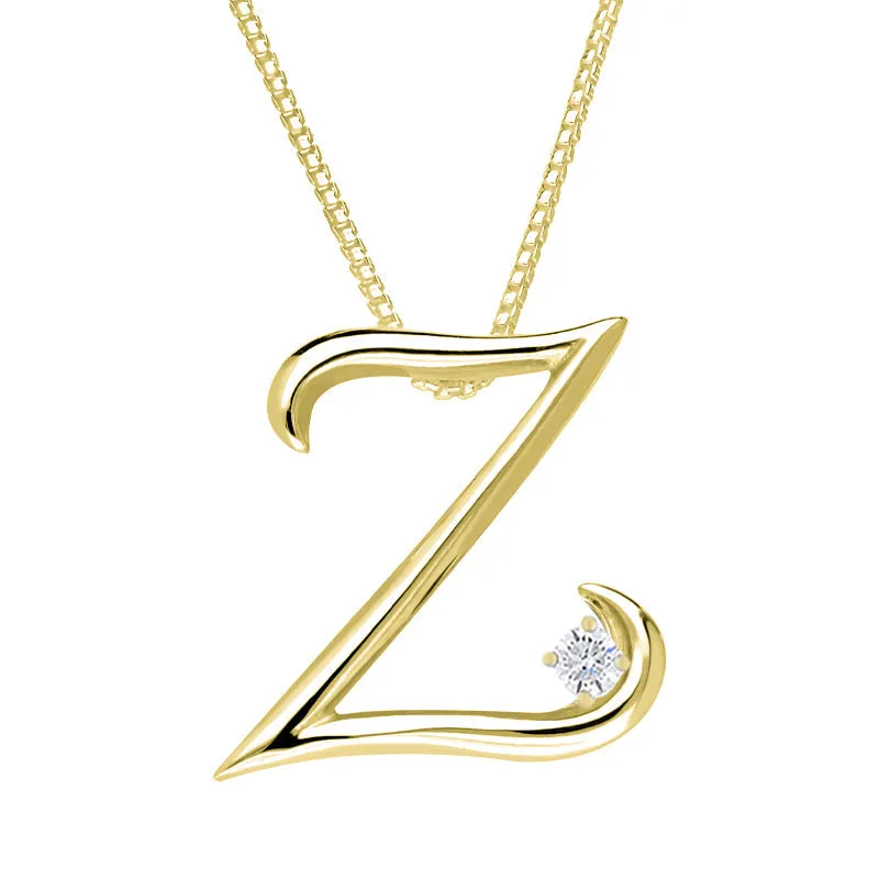 Love Letters 9ct Yellow Gold 0.10ct Diamond Initial Z Necklace