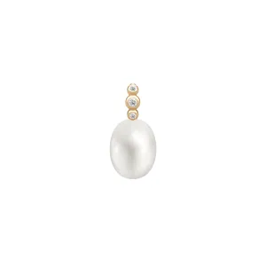 Lovina 14K Gold Pendant w. Diamonds & Pearl