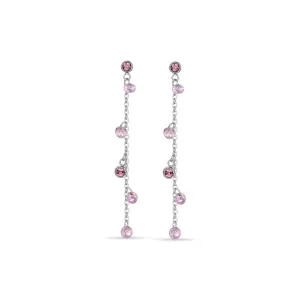 Luca Barra Ladies Earrings In Steel With Pink Crystals