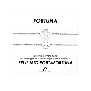 Luca Barra Ladies Steel Bracelets with Four-Leaf Clovers
