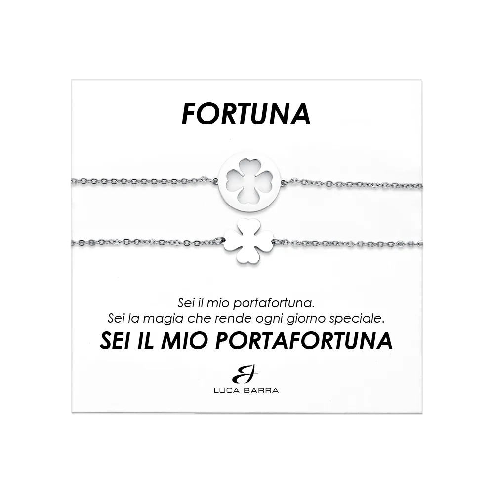 Luca Barra Ladies Steel Bracelets with Four-Leaf Clovers